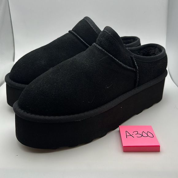 CUSHIONAIRE Women's Genuine Suede Cozy Mule Platform +Memory Foam 9 BLACK - Picture 3 of 7